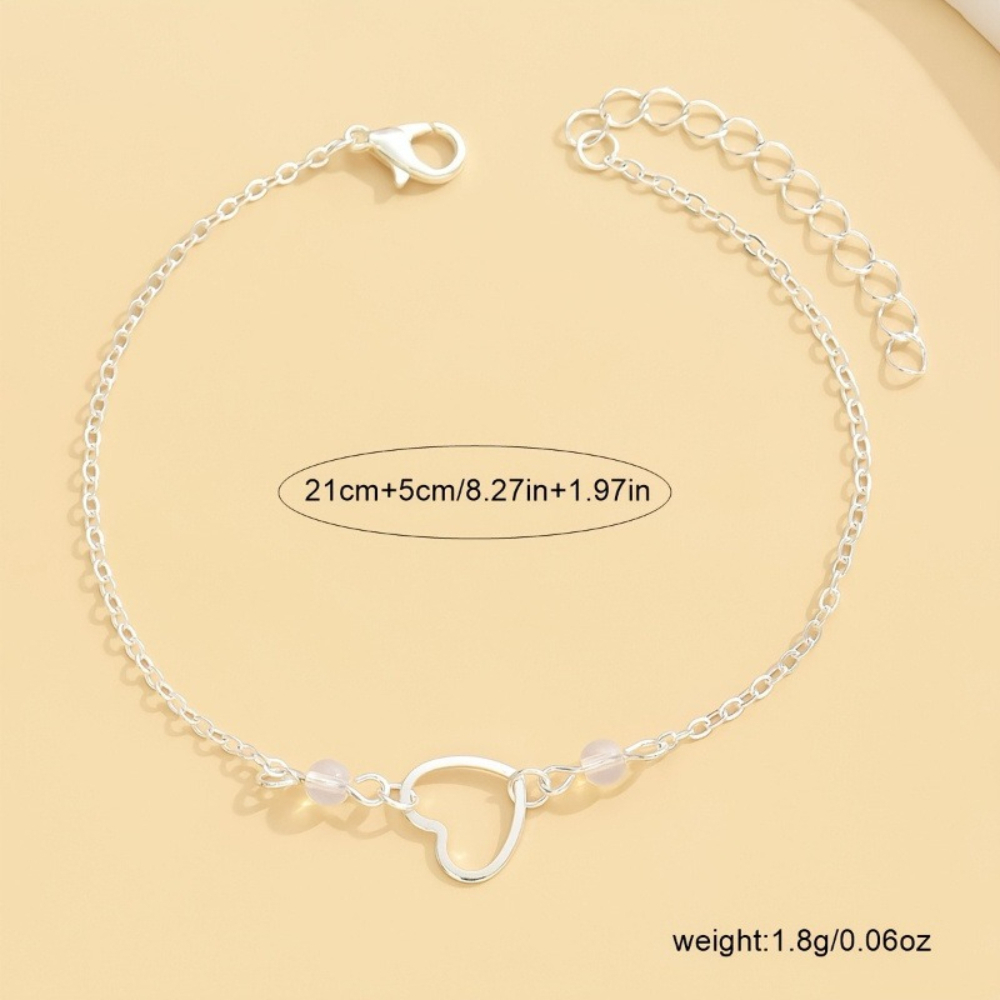 Elegant Hollow-Out Heart Women's Anklet, Adjustable Design